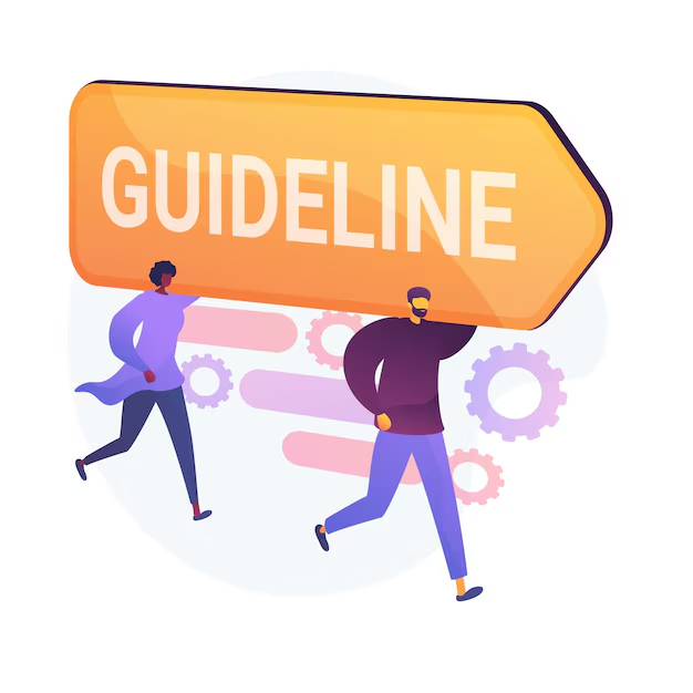 Illustration of a guideline sign carried by two people